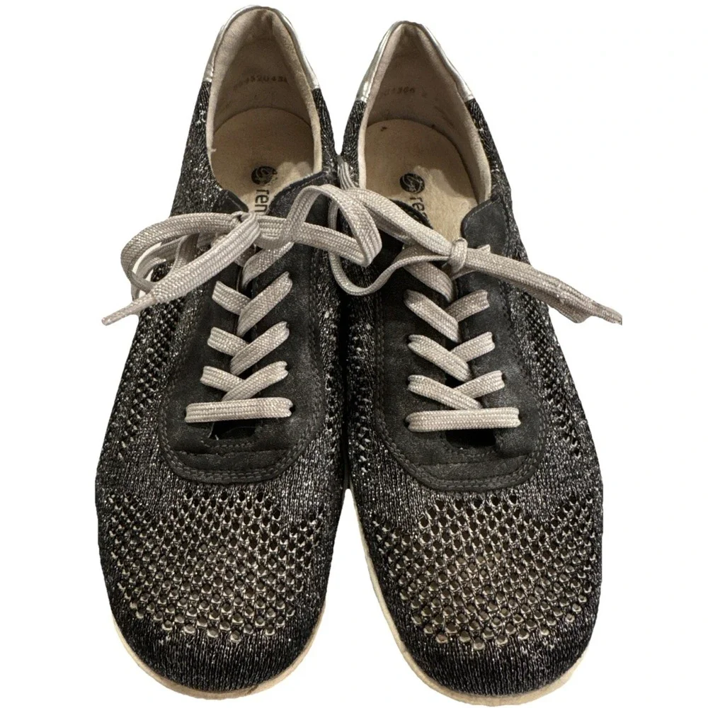 Remonte Soft Knit Sneakers Women Sz 7 Gray Comfort Walking Casual Coastal Chic